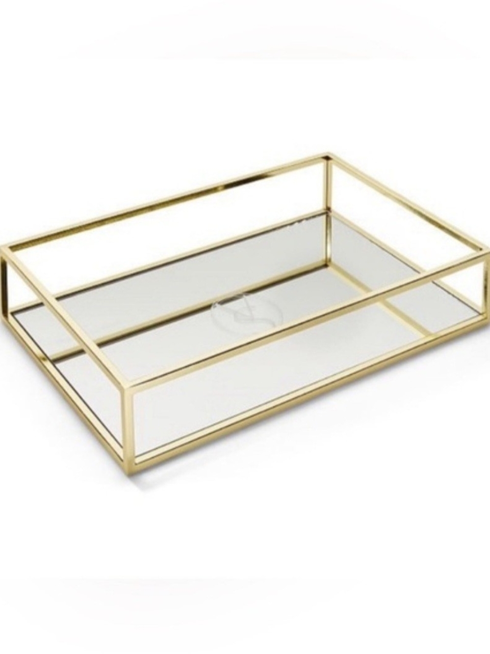 Victoria's Secret Gold and Clear Glass Vanity Tray